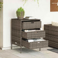 Armadio da giardino in polyrattan 55 59 80 cm contenitore in acciaio verniciato a polvere resistente alle intemperie con 3 cassetti telaio x x grigio per esterni per terrazza balcone e