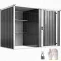 Outsunny Casetta da Giardino 2.7m² Layout Diviso 2 Ripiani Grigio Scuro Acciaio Zincato Capanno da Giardino Porta Attrezzi Porta Bloccabile con Chiavi Tetto Inclinato