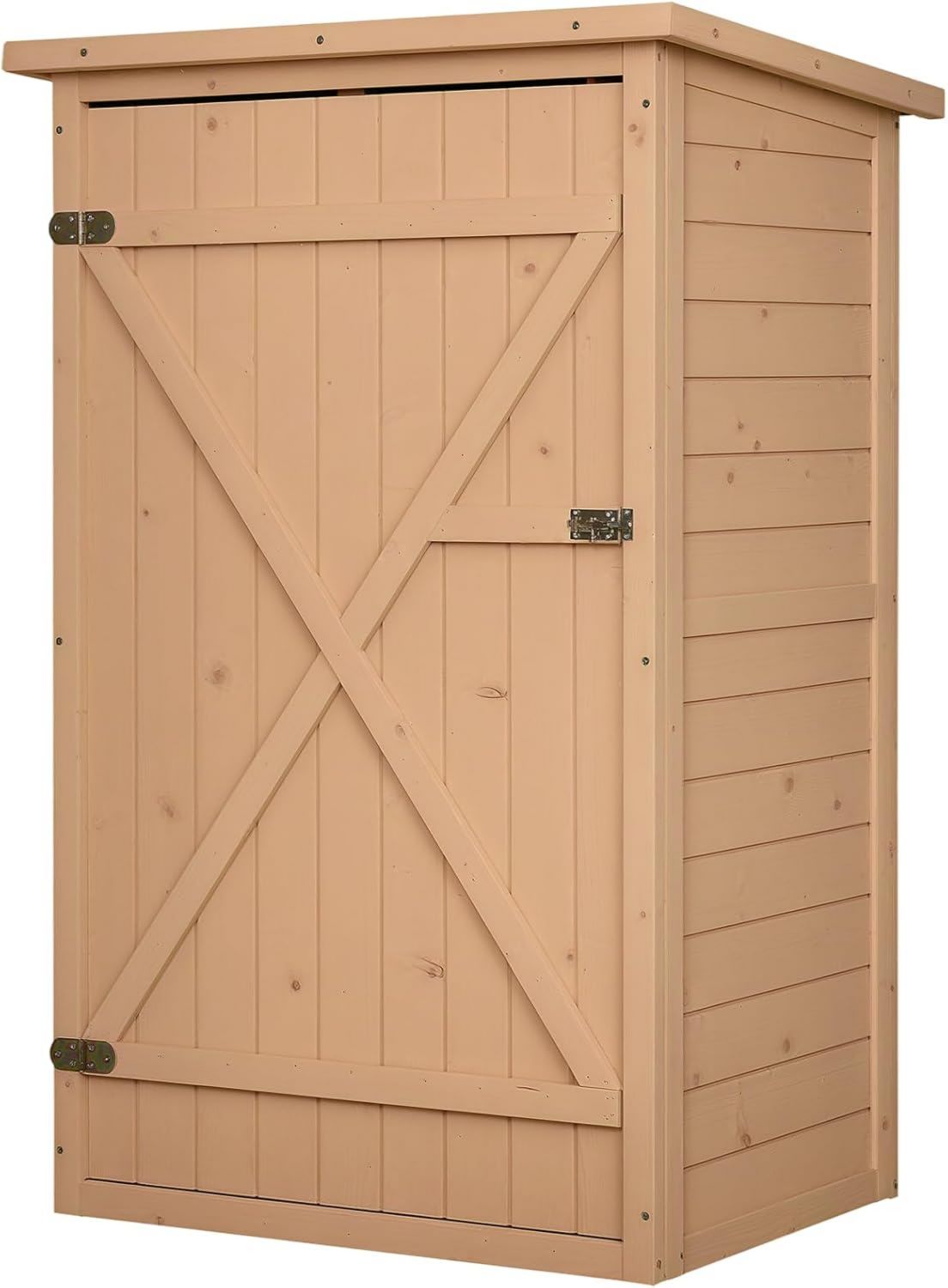 Armadio Outsunny Casetta da Giardino in da Esterno Tetto Impermeabile Armadio Porta Attrezzi 2 Mensole 75 x 56 x 115cm Legno Colore Legno