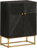 Credenza Home Giardino cm Massello Mango e Ferro 55 x 30 x 76 Nero Legno