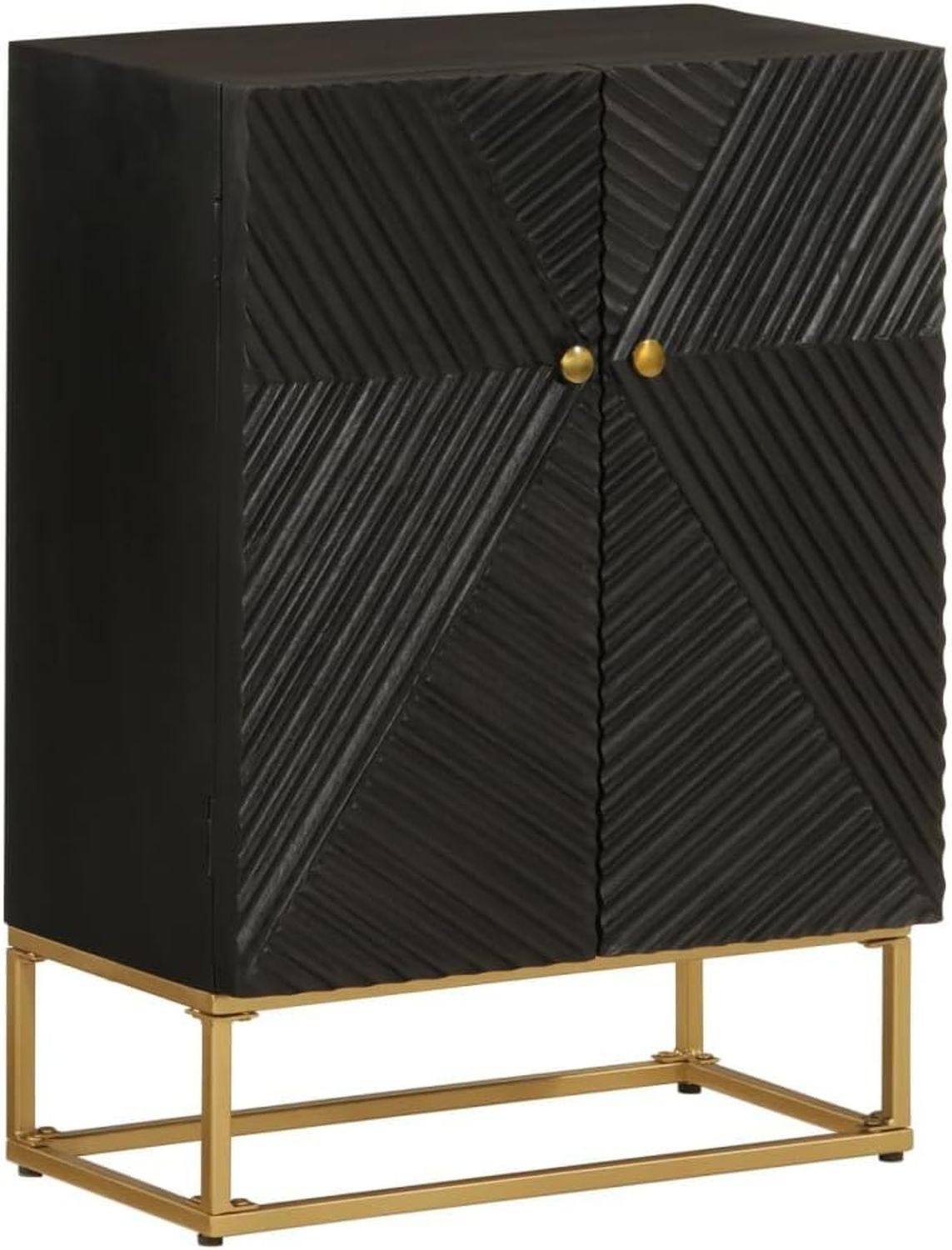 Credenza Home Giardino cm Massello Mango e Ferro 55 x 30 x 76 Nero Legno
