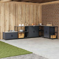 Contenitore Outsunny Cassapanca da Giardino 4 Ripiani cm di Abete Traliccio Integrato Da Esterno Impermeabile Chiusura Magnetica 80 x 45 x 160 Legno Legno