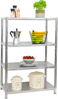Portaoggetti Scaffale in Acciaio 4 Ripiani 160kg Metallo Ripostiglio da Interno Cucina Esterno Scaffalatura Metallica Componibile Portaoggetti Inox 74 x 41 x
