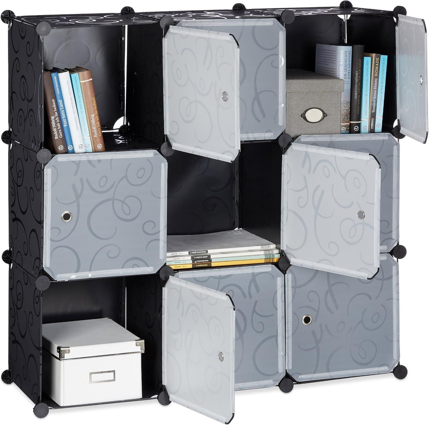 Armadietto Relaxdays 10021955_46 in plastica 9 Scomparti 95 95 32 cm con Ante Divisorio Casa x x