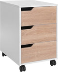 Armadietto HOMCOM Cassettiera da Ufficio Portadocumenti in e Metallo cm con Ruote Color e 3 Cassetti Maniglie a Scomparsa Armadietto da Ufficio 40 x 50 x 57.5 Legno Bianco