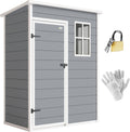 Outsunny Casetta da Giardino 1.14m² in PP e Alluminio con Pavimento Grigio Capanno da Giardino Porta Attrezzi Singola Porta Bloccabile Presa d Aria Finestra Tetto Inclinato